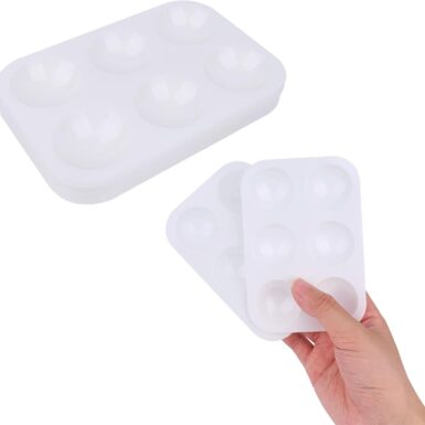 LNAUJS 8 Pack Plastic Paint Tray Palettes, 6 Well Rectangular Palette, Watercolor or DIY Craft Paint Supplies