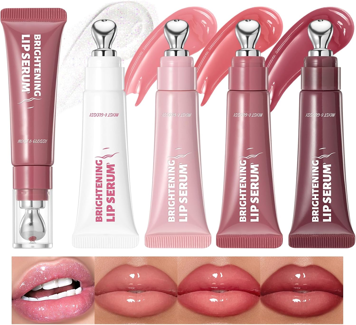 4Pcs Tinted Lip Gloss Set, Hydrating Lip Plumper High Shine Glass Finish Lip Jam, Long-Lasting Liquid Lipstick, Moisturizing Jelly Lipstick, Lip Gloss for Women