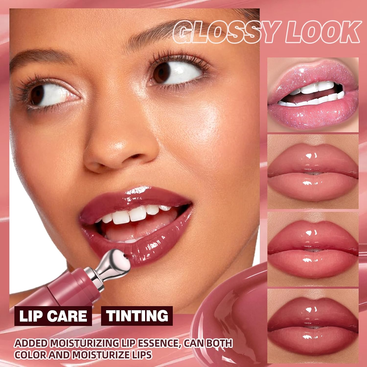 4Pcs Tinted Lip Gloss Set, Hydrating Lip Plumper High Shine Glass Finish Lip Jam, Long-Lasting Liquid Lipstick, Moisturizing Jelly Lipstick, Lip Gloss for Women - Image 2