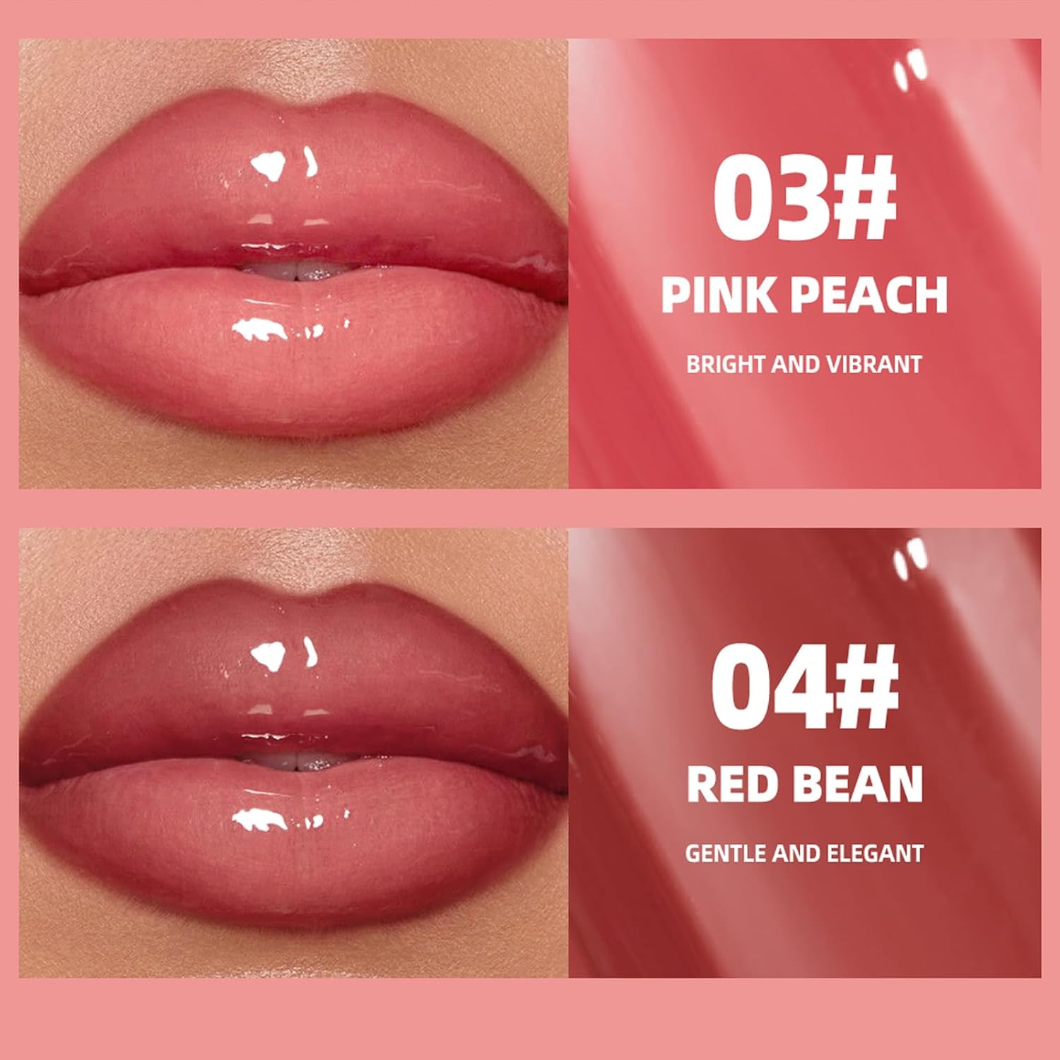 4Pcs Tinted Lip Gloss Set, Hydrating Lip Plumper High Shine Glass Finish Lip Jam, Long-Lasting Liquid Lipstick, Moisturizing Jelly Lipstick, Lip Gloss for Women - Image 6