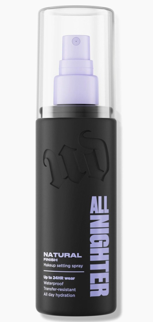 Urban Decay All Nighter Setting Spray bottle with purple label and black cap